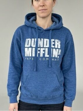 The Office Dunder Mifflin Blue Heather Hoodie Sweatshirt Size M Medium